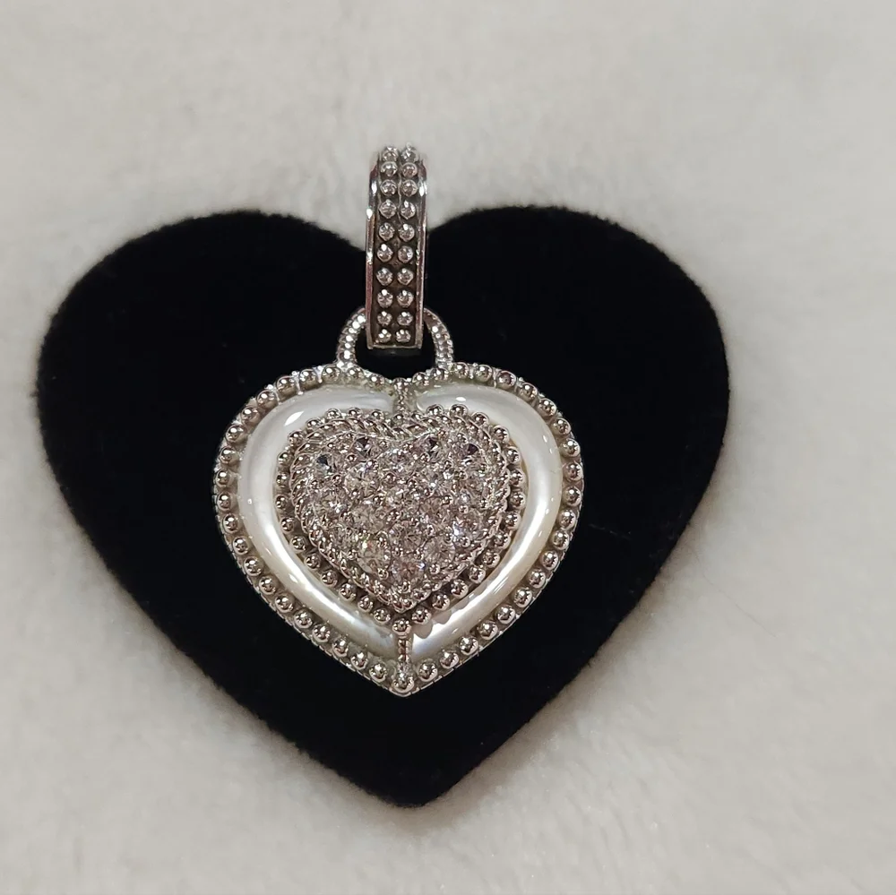 Judith Ripka Mother of Pearl & CZ Sterling Silver Pendant/Enhancer - Picture 3 of 10